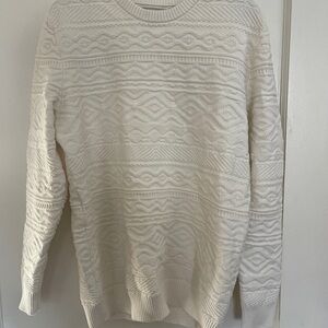 Club Room Men’s Cream Patterned Crewneck Sweater